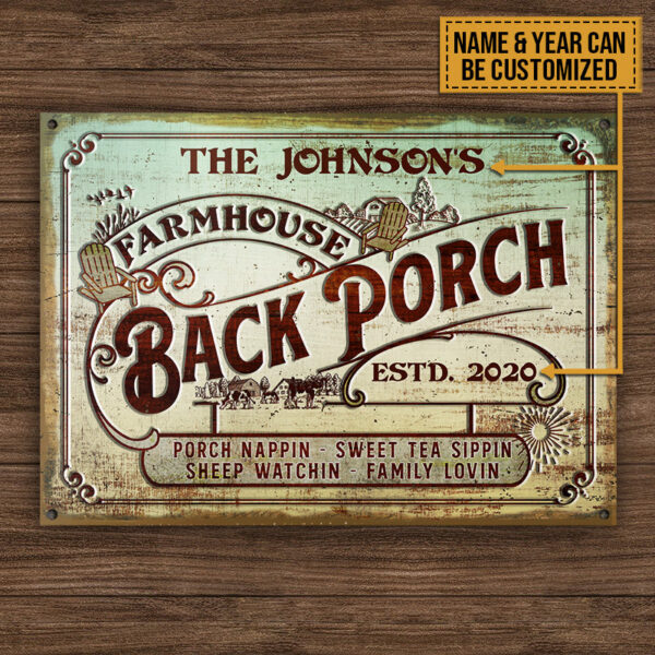 Personalized Farmhouse Back Porch Family Lovin Customized Classic Metal Signs - Image 4